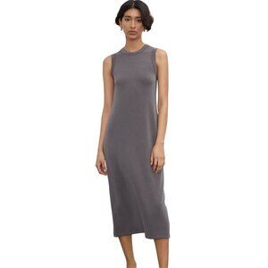 Club Monaco Maxi Knit Dress Mole Gray Sleeveless Round Neck Size XS